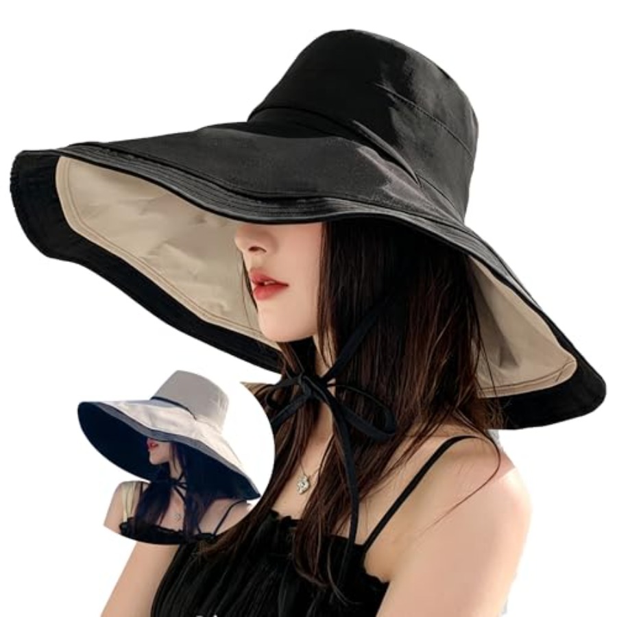 Packable Hat Nylon - Extra Wide-Brim Sun Hats Women UV-Protection