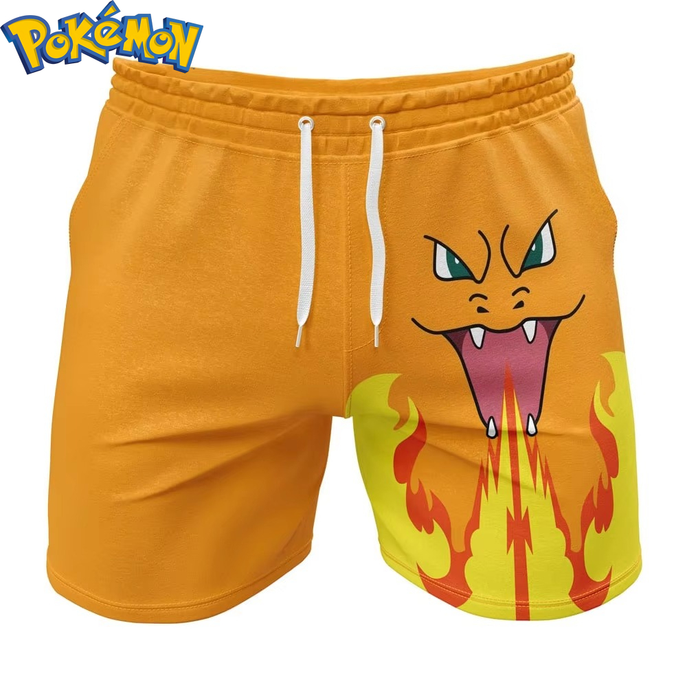 Swim Trunk Quick Dry - 2026 Pokemon Charizard No-Pocket Beach Shorts,
