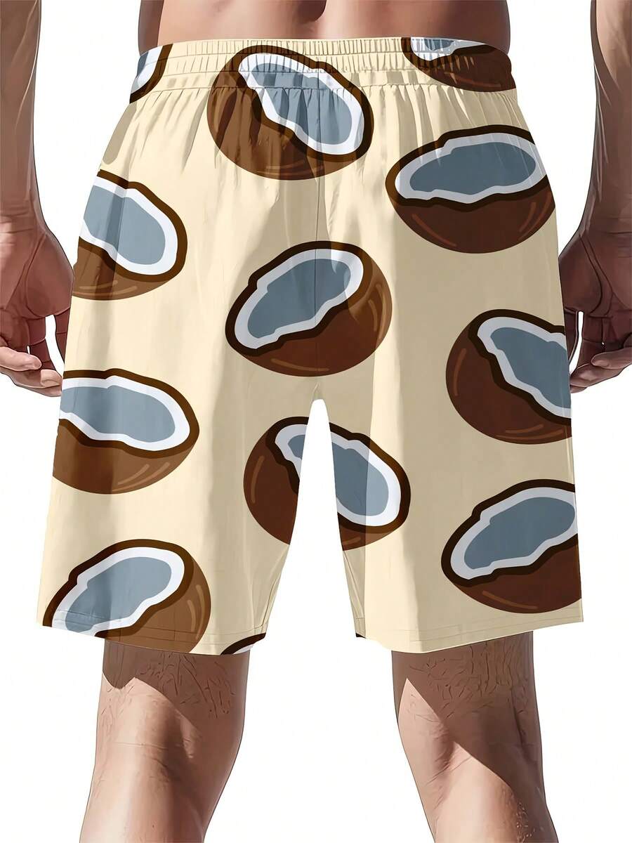 Swim Trunk Quick Dry - Mens Coconut Print Swim Trunks Beach