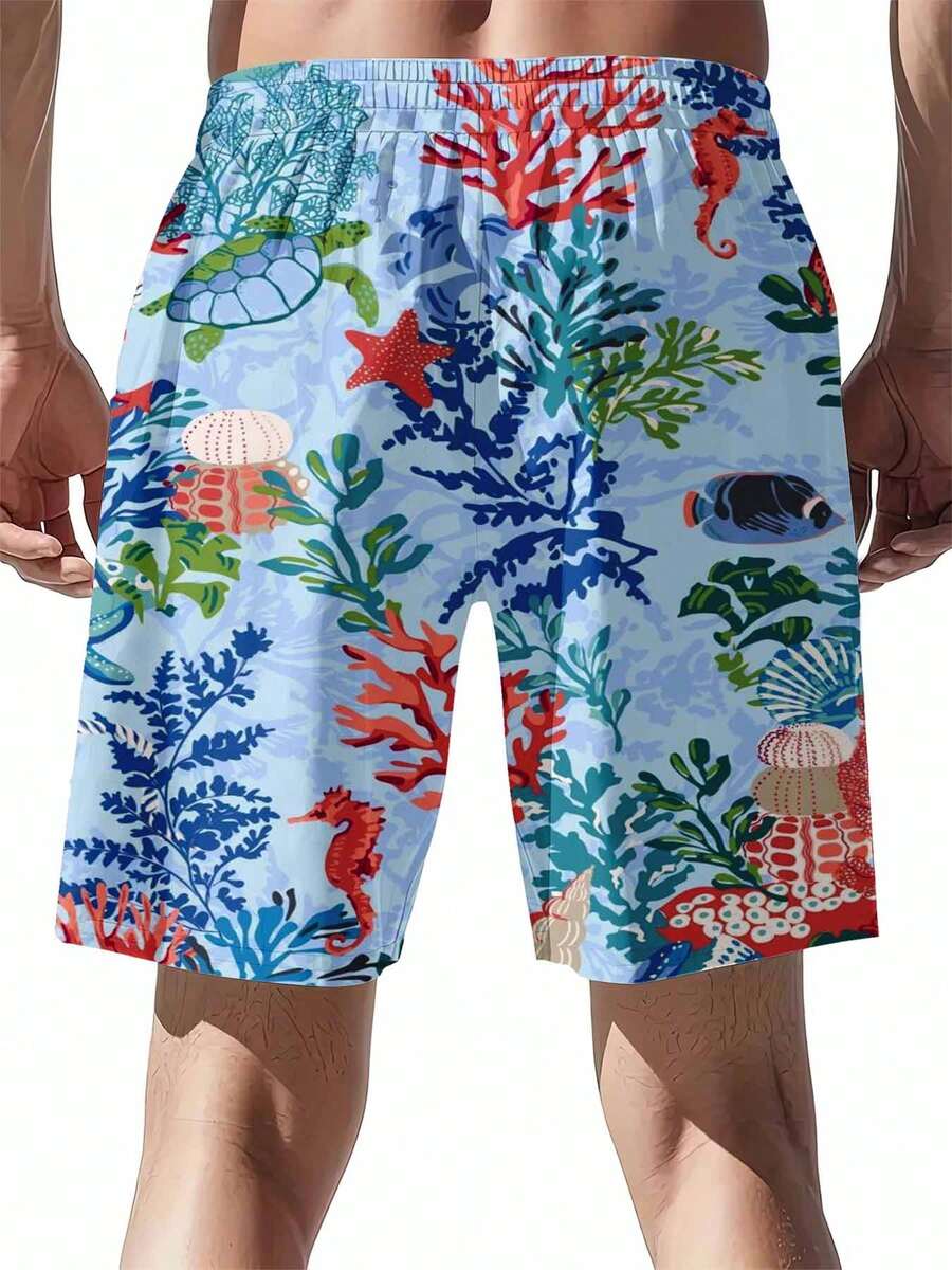 Mens Tropical Coral Print Swim – обзор и цена Swim Trunk Quick Dry