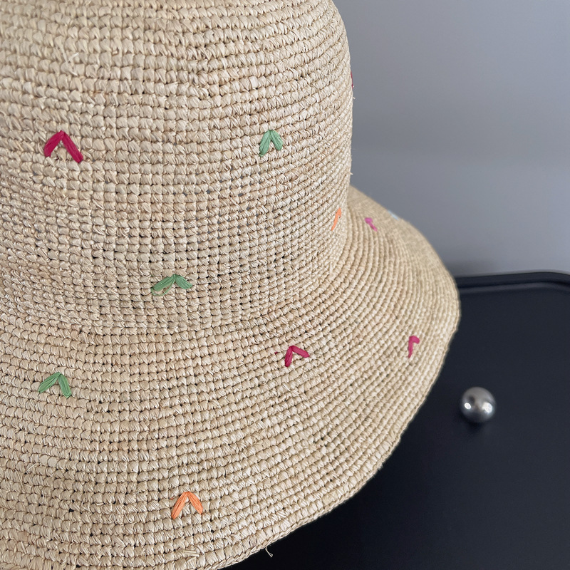 Women Embroidery Heart Raffia  – обзор и цена Bucket Hat Straw