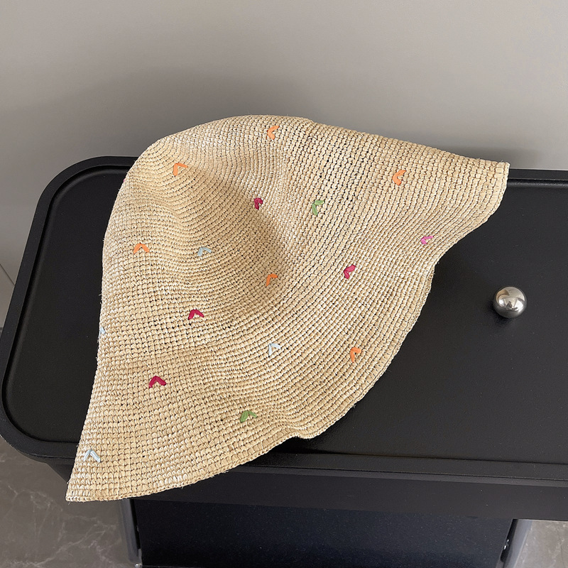 Women Embroidery Heart Raffia  – обзор и цена Bucket Hat Straw
