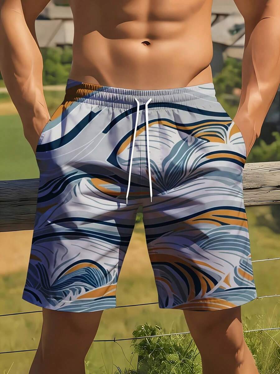 Mens Full Print Beach Shorts A – обзор и цена Swim Trunk Quick Dry
