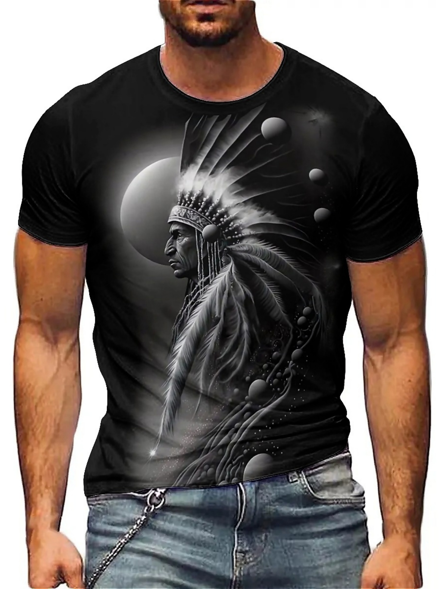 Men's 3D Printed Tribal Chieft – обзор и цена Tee Graphic Print