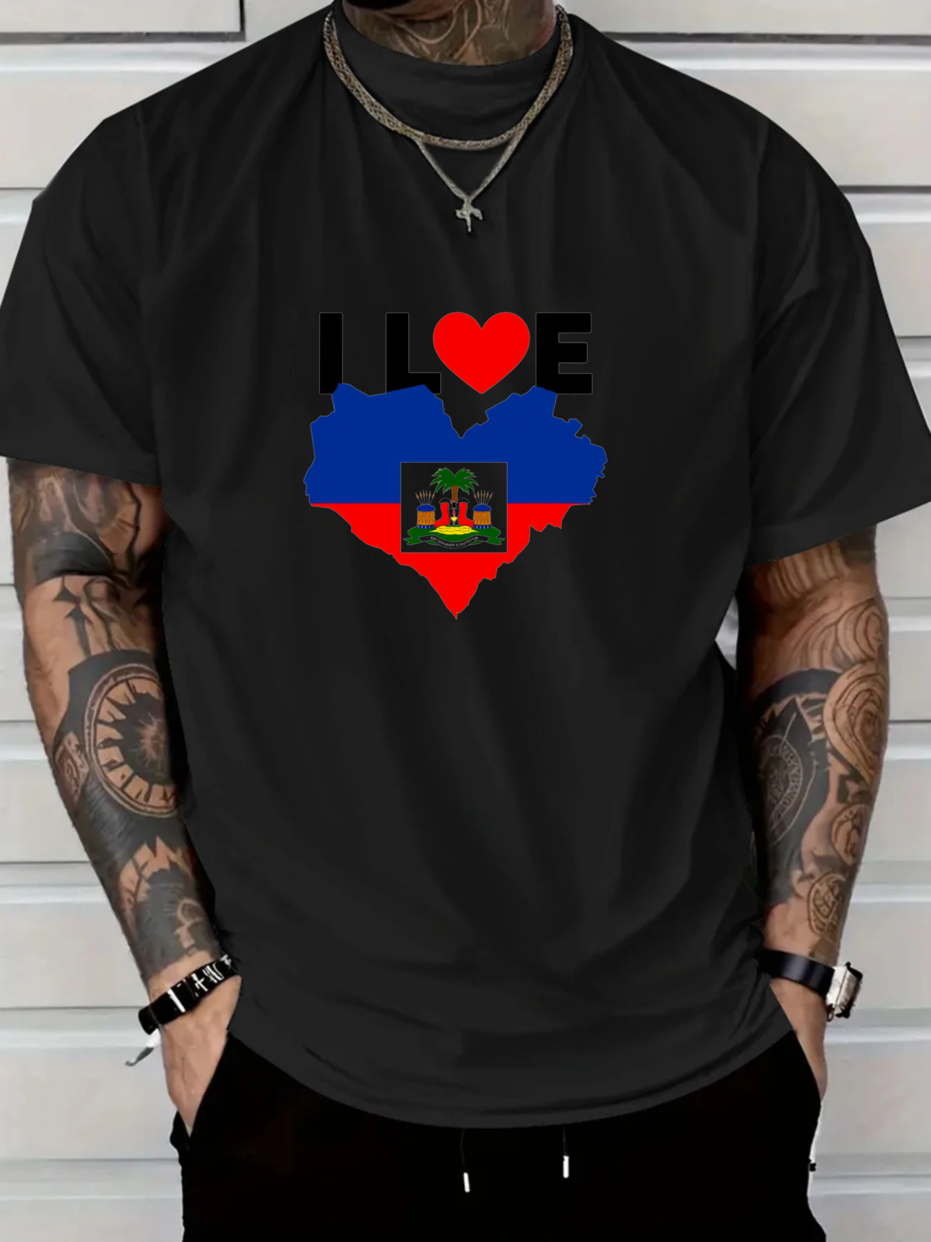 Men's I Love Haiti Heart Flag  – обзор и цена Tee Graphic Print