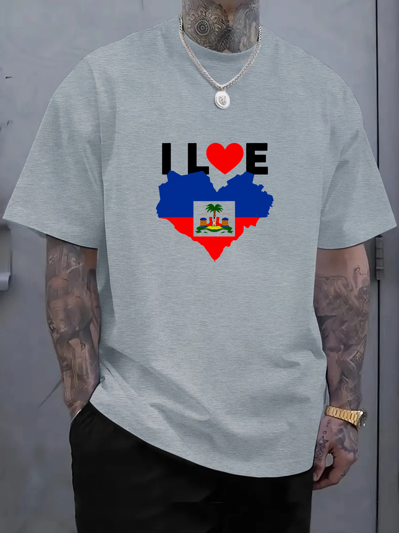 Men's I Love Haiti Heart Flag  – обзор и цена Tee Graphic Print
