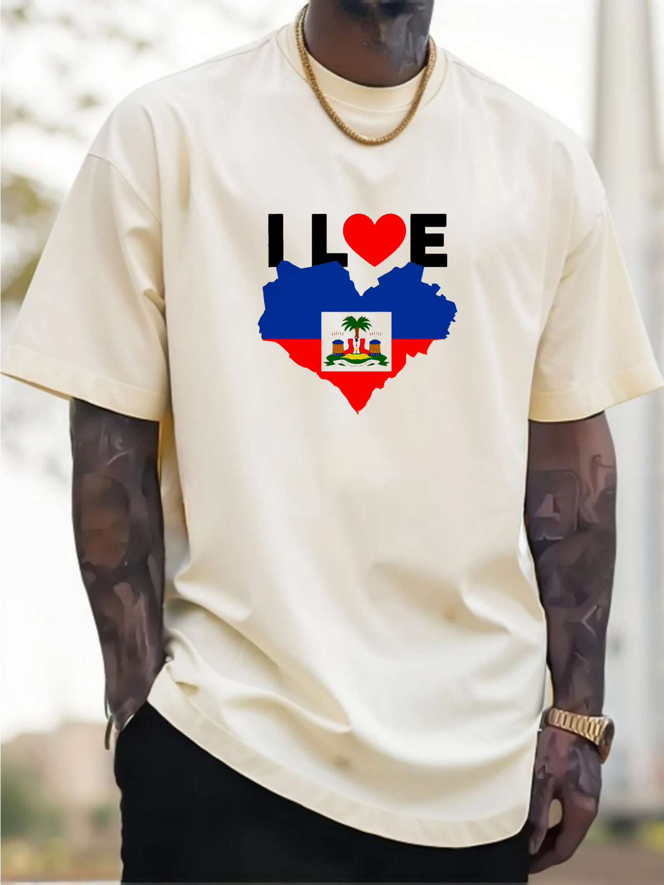 Men's I Love Haiti Heart Flag  – обзор и цена Tee Graphic Print