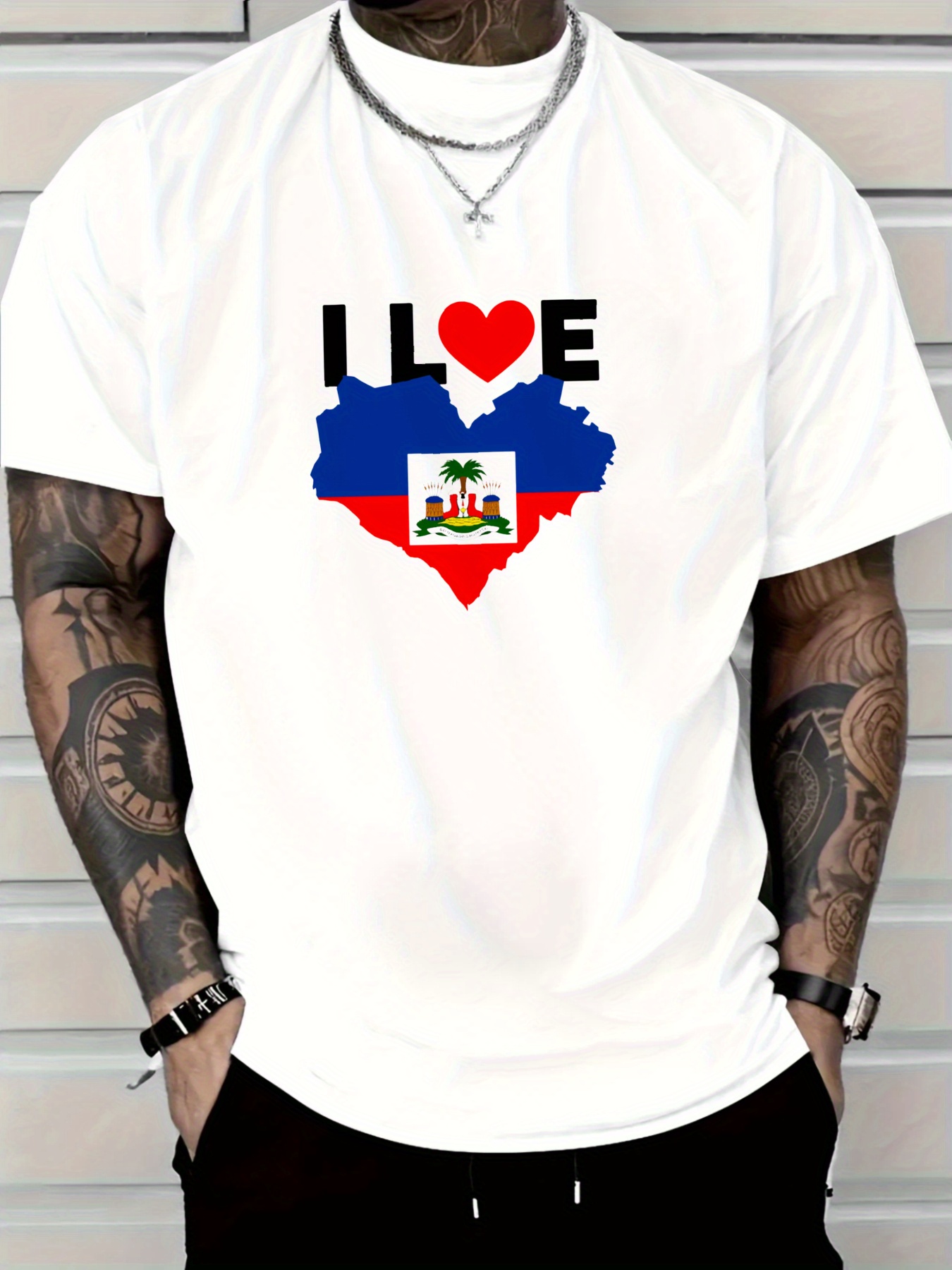 Men's I Love Haiti Heart Flag  – обзор и цена Tee Graphic Print