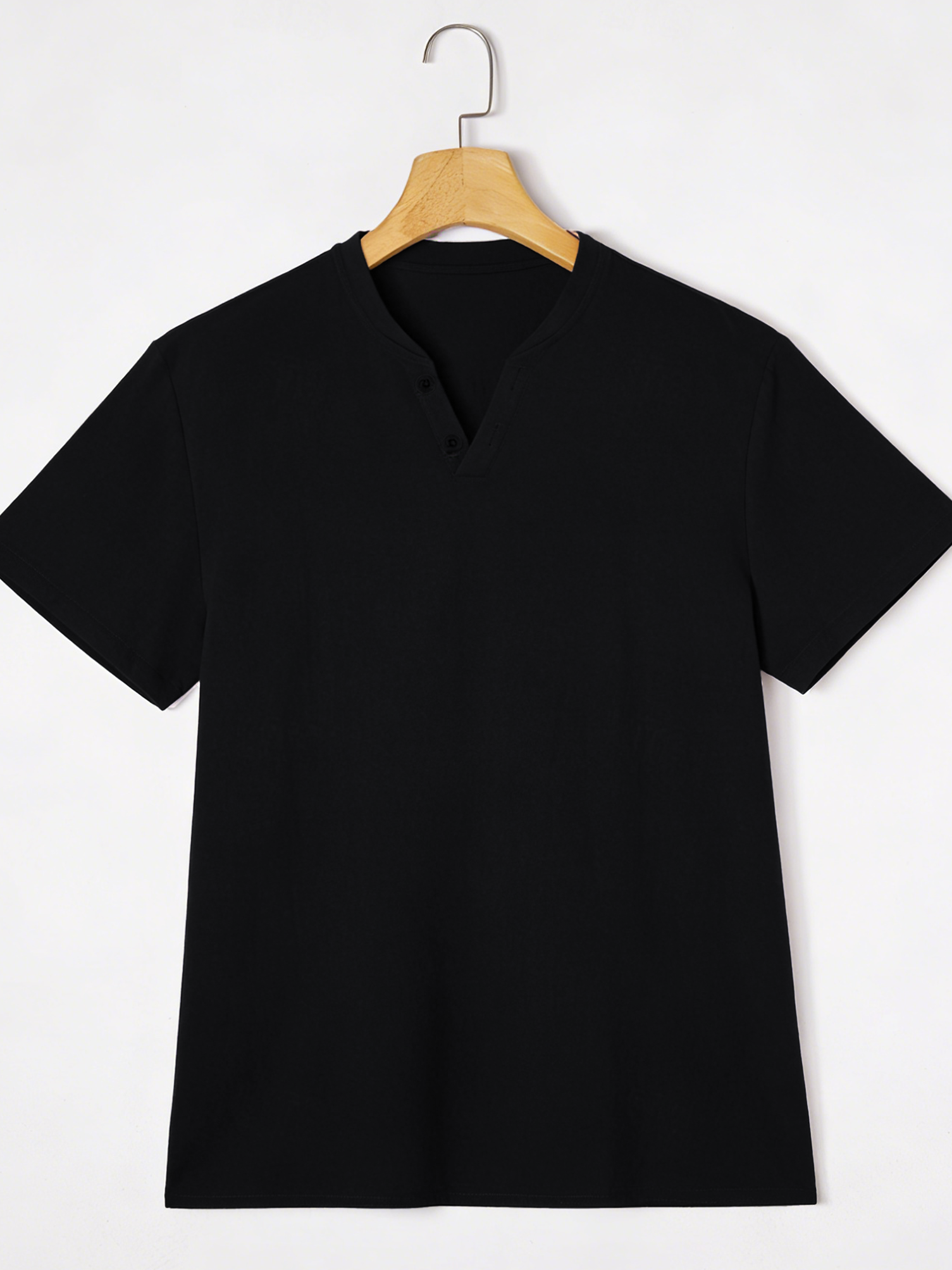 Elegant Black Henley Short-Sle – обзор и цена Linen Shirt Breathable
