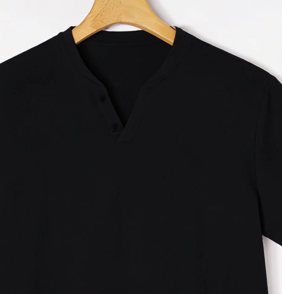 Elegant Black Henley Short-Sle – обзор и цена Linen Shirt Breathable