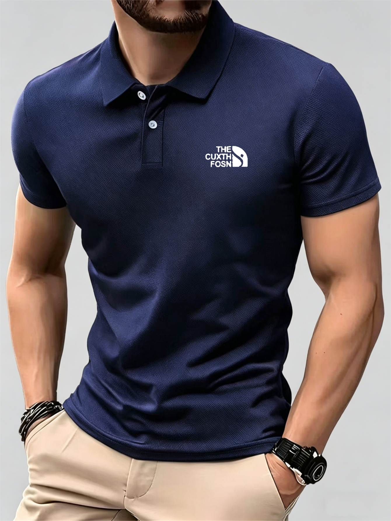 Men's Navy Blue 100% Polyester – обзор и цена Polo Shirt Pique