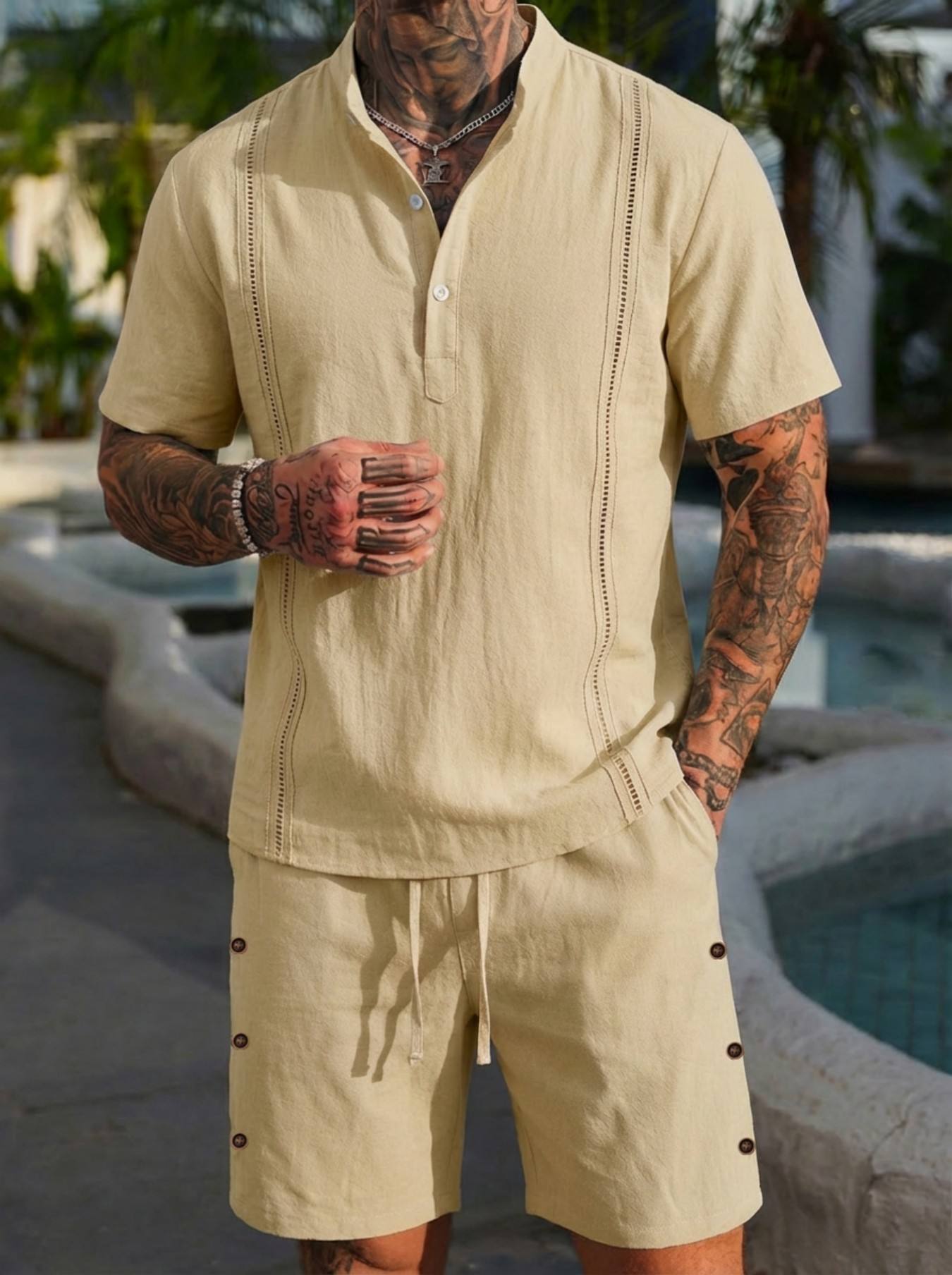 2026 men's summer beach casual – обзор и цена Short Linen Drawstring