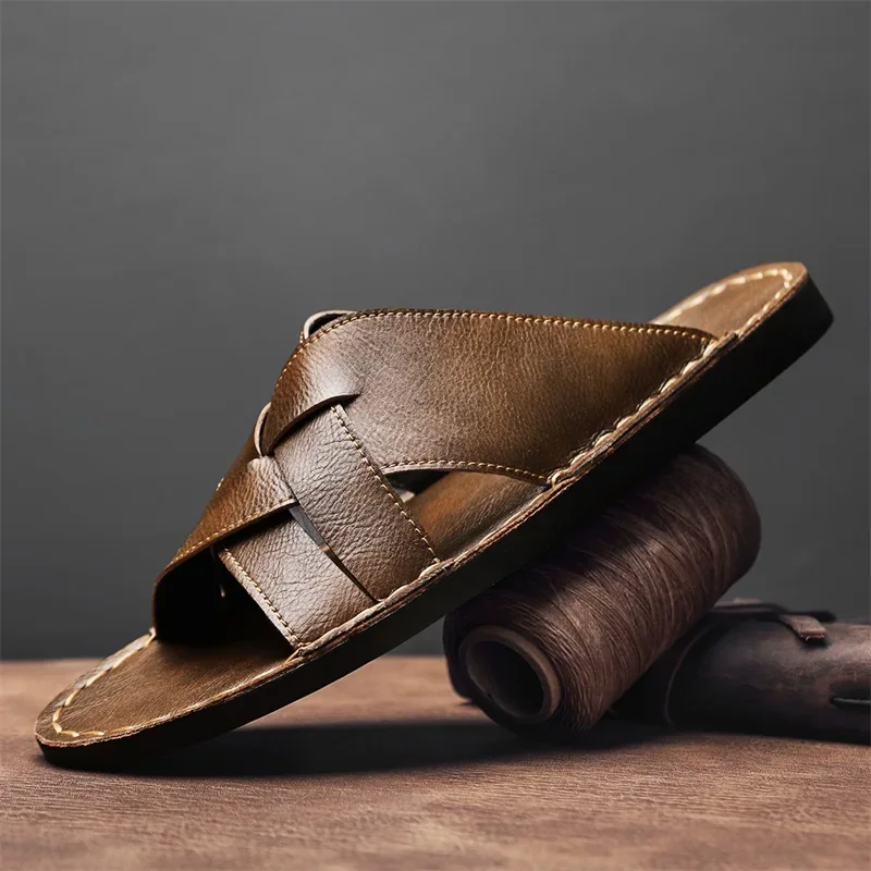 Genuine Leather Men Casual San – обзор и цена Flip Flop Leather Men