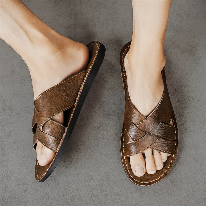 Genuine Leather Men Casual San – обзор и цена Flip Flop Leather Men