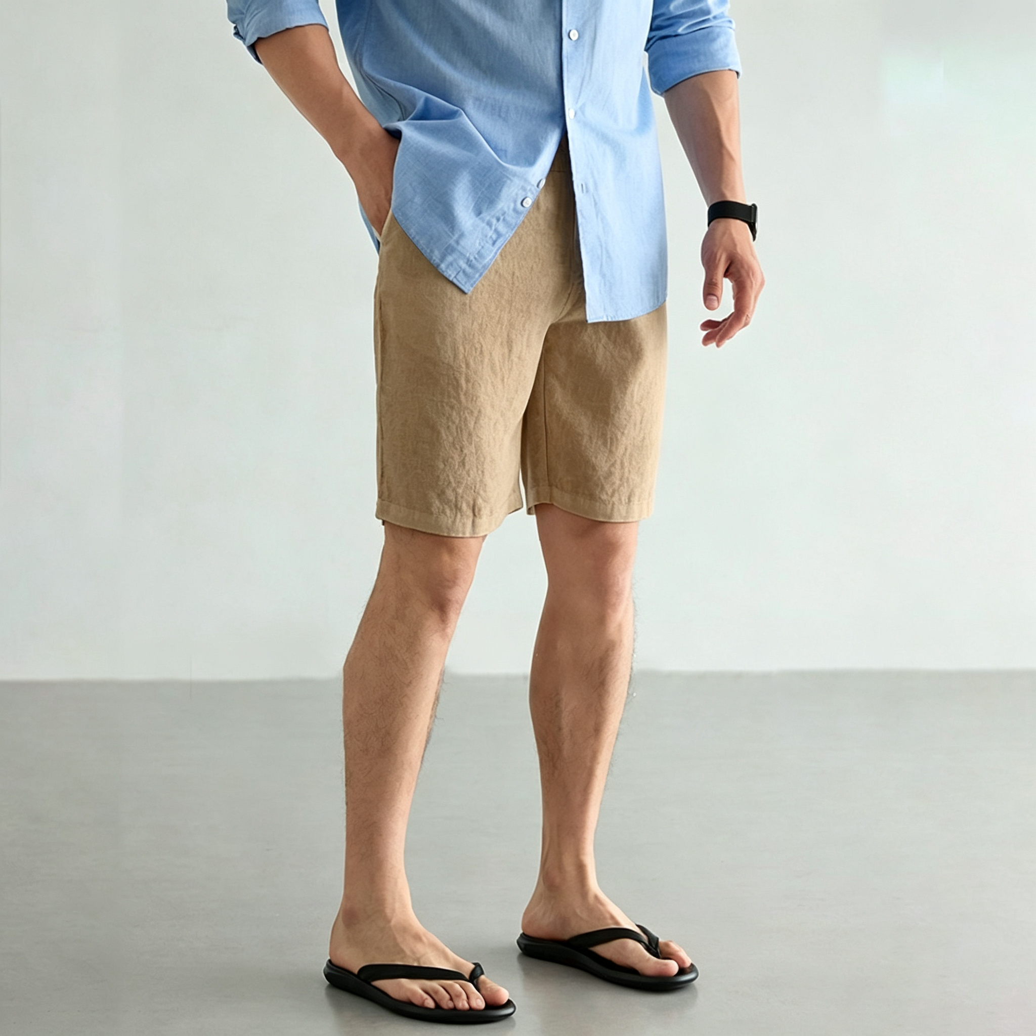 Men's Linen Cotton Shorts Summ – обзор и цена Short Linen Drawstring