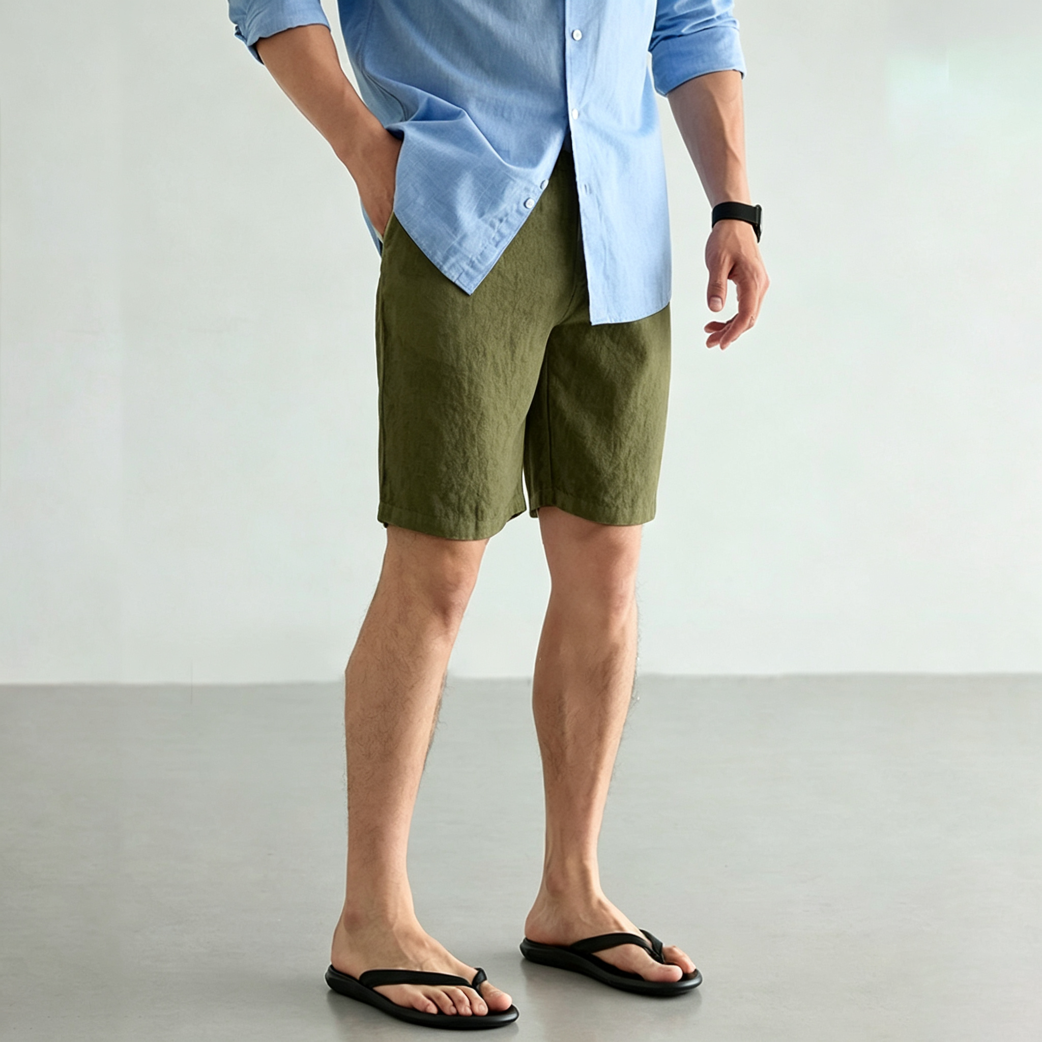 Men's Linen Cotton Shorts Summ – обзор и цена Short Linen Drawstring