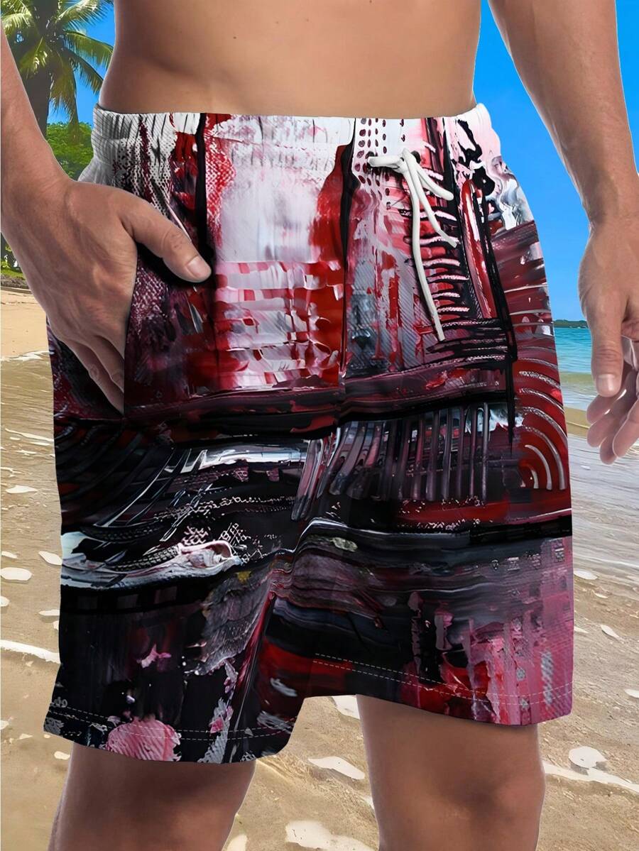 Mens Abstract Print Beach Shor – обзор и цена Swim Trunk Quick Dry