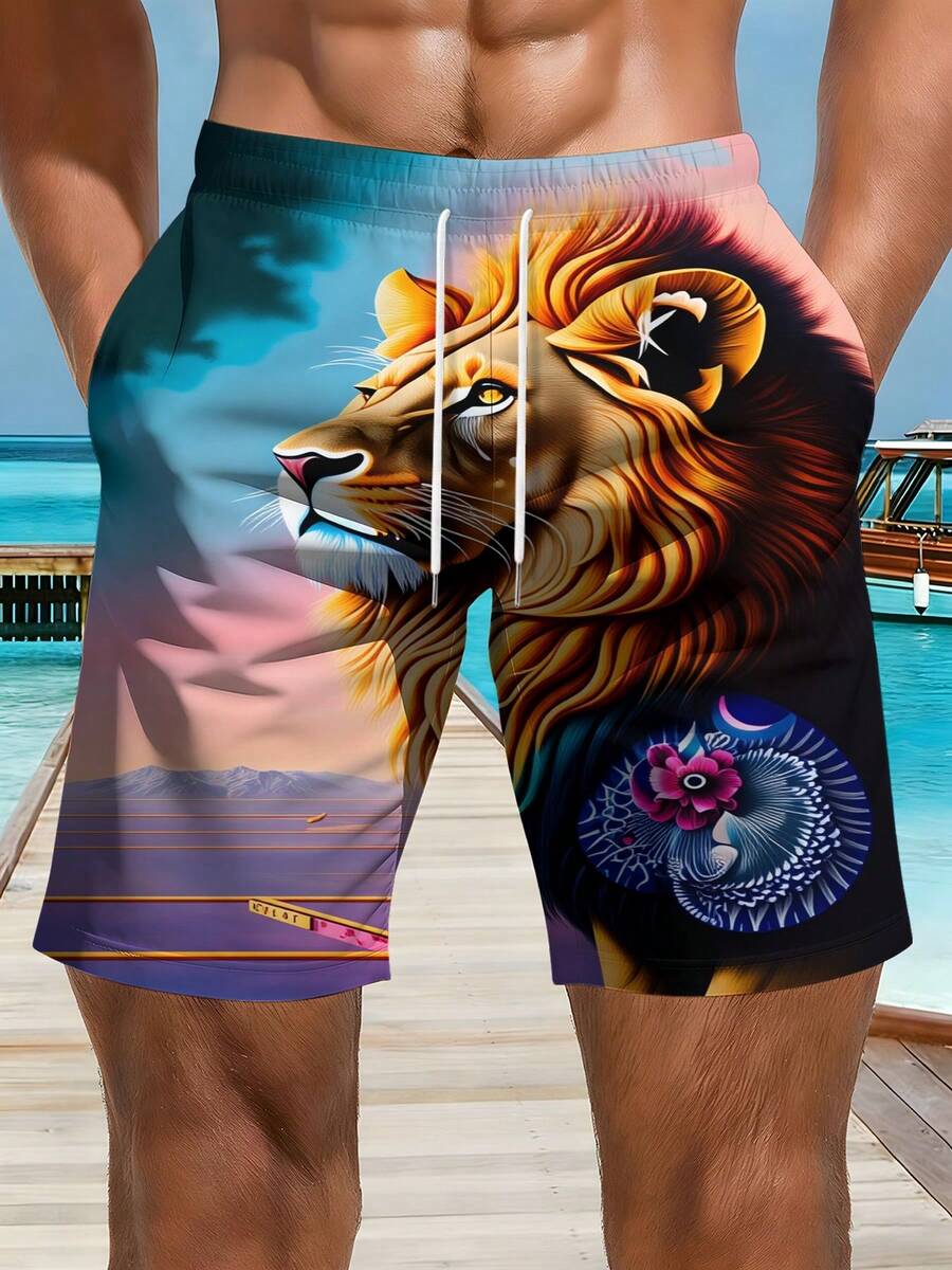 Mens Beach Shorts 3D Print Lio – обзор и цена Swim Trunk Quick Dry