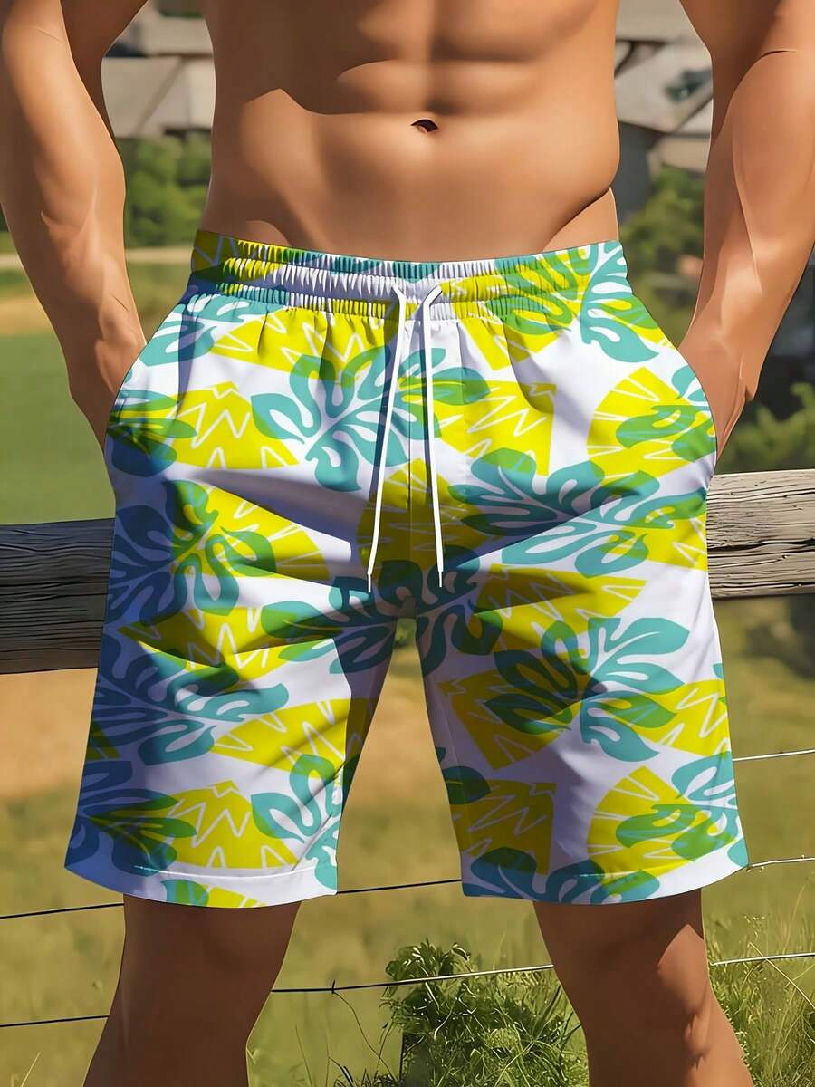 Mens Tropical Leaf Print Swim  – обзор и цена Swim Trunk Quick Dry