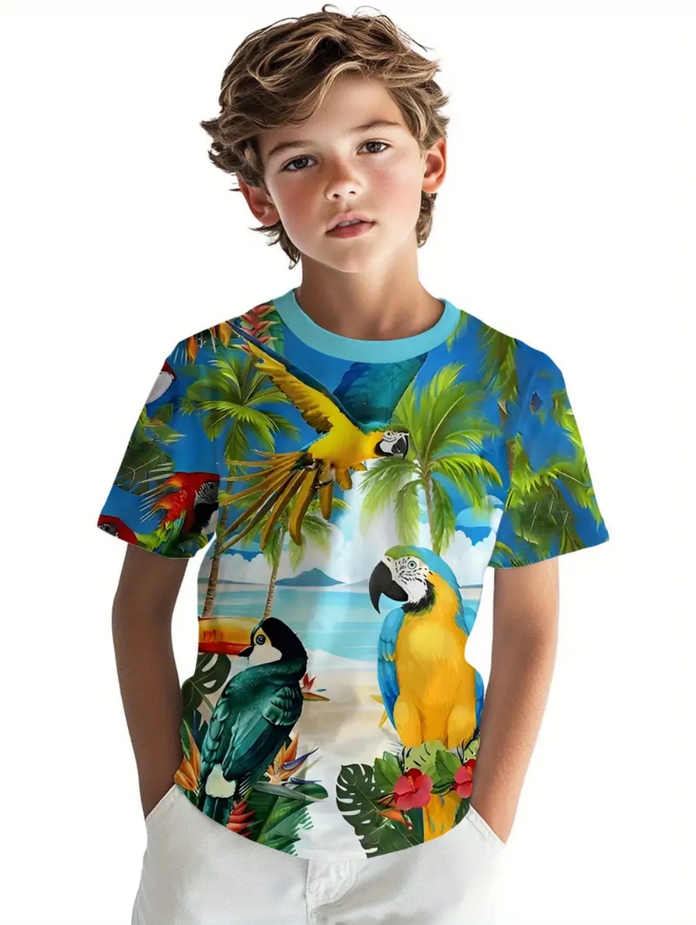 Kids' Tropical Macaw Parrots B – обзор и цена Tee Graphic Print