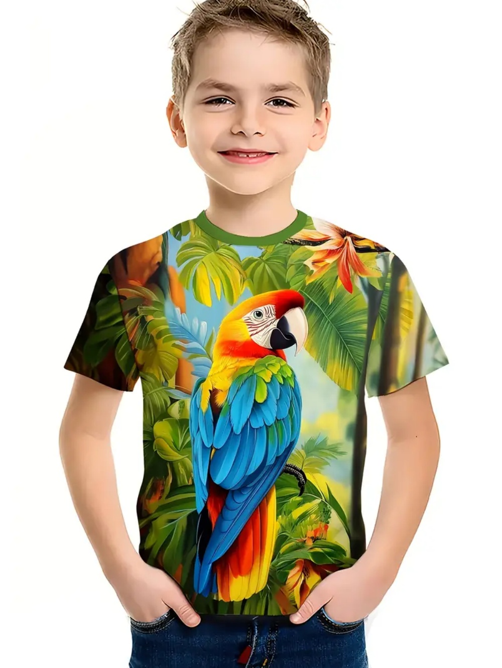 Kids' Tropical Macaw Parrots B – обзор и цена Tee Graphic Print