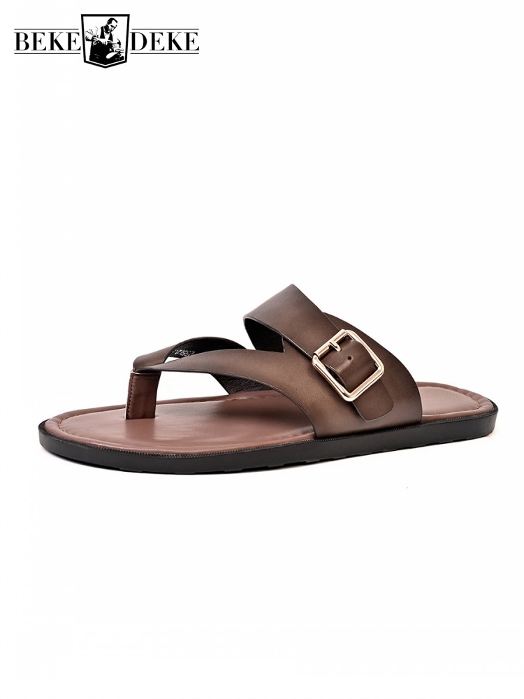 Outside Summer Mens Flat Shoes – обзор и цена Flip Flop Leather Men