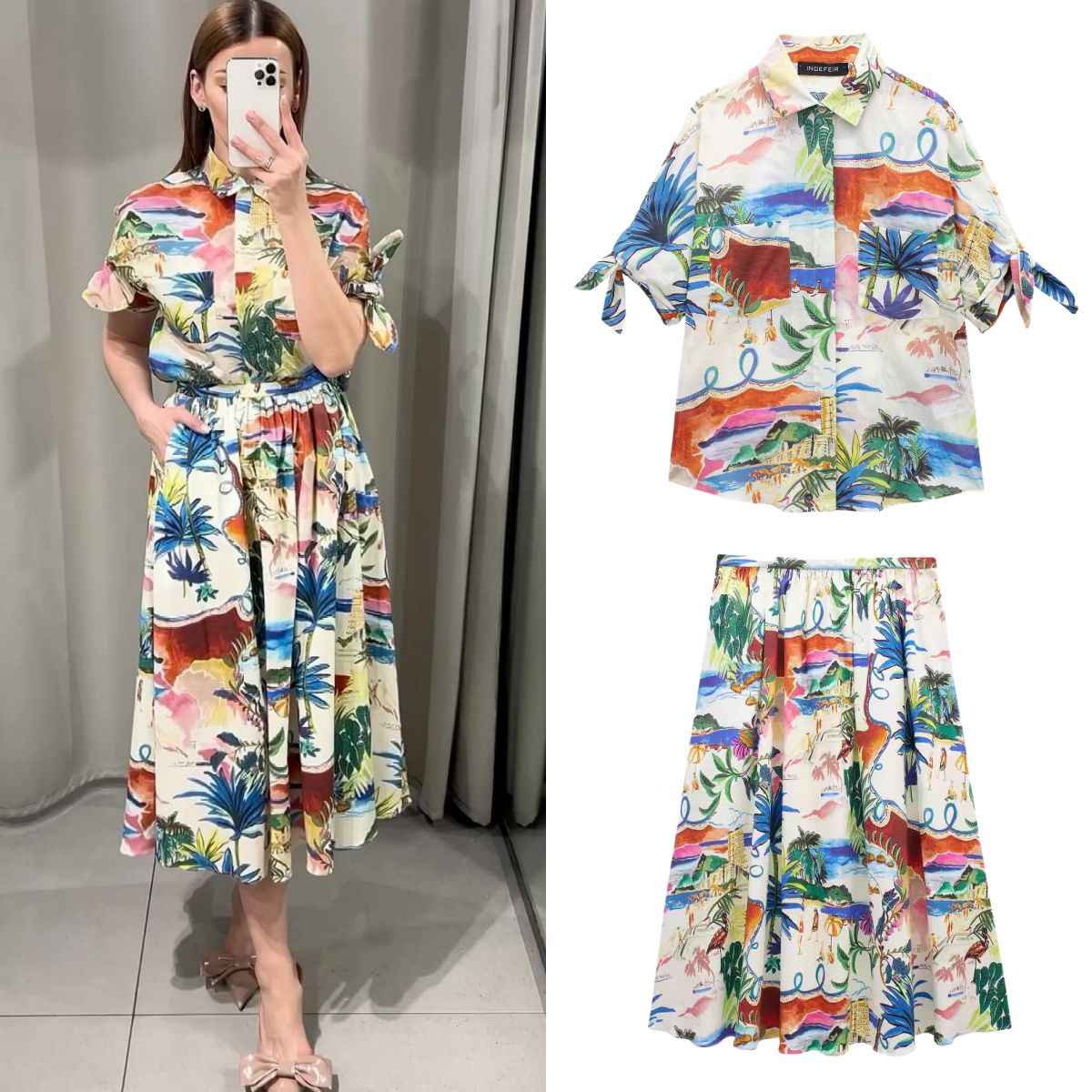 Chic Printed Lapel Single Brea – обзор и цена Resort Shirt Floral