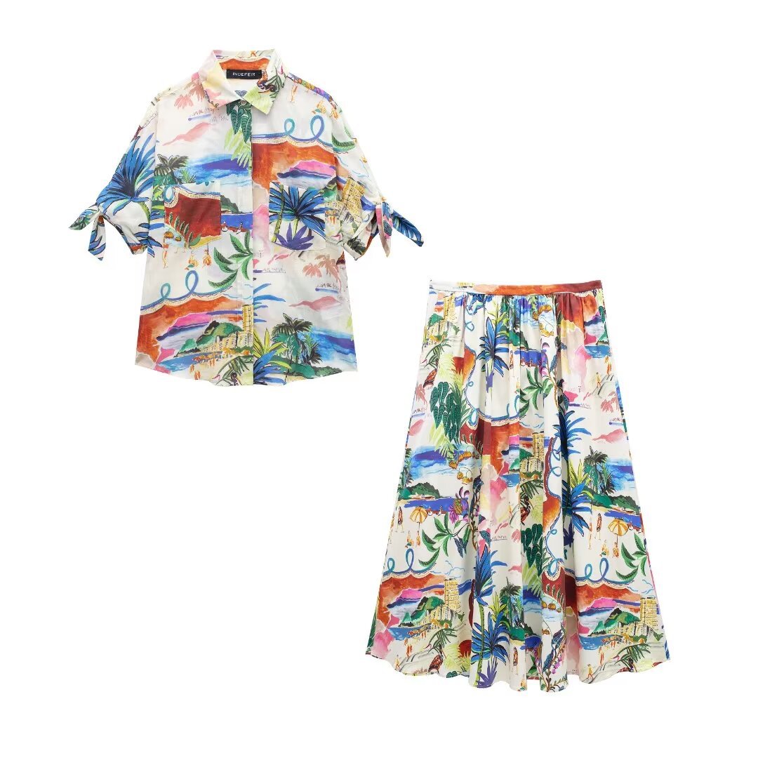 Chic Printed Lapel Single Brea – обзор и цена Resort Shirt Floral