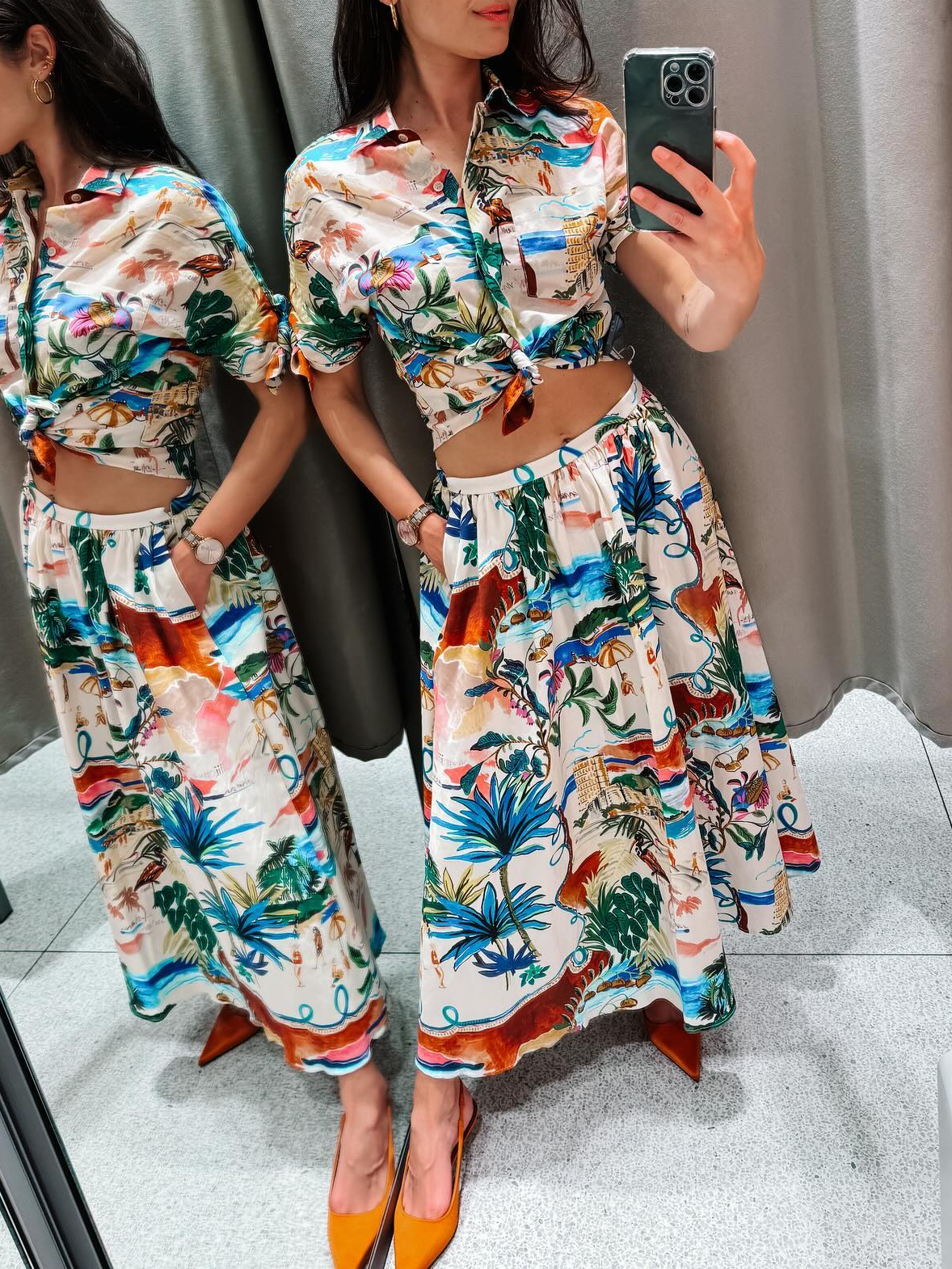 Chic Printed Lapel Single Brea – обзор и цена Resort Shirt Floral