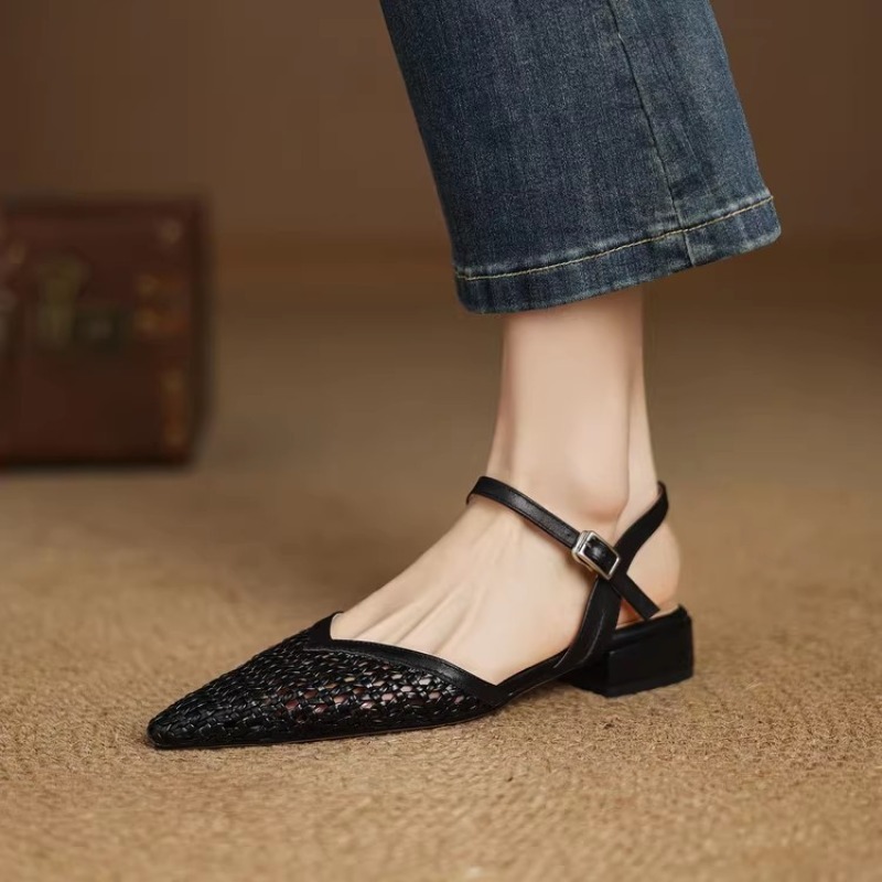 French pointed-toe woven high- – обзор и цена Casual Sandal Leather