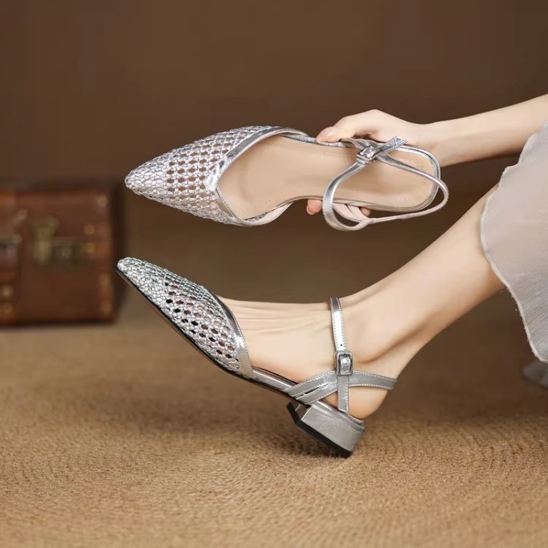 French pointed-toe woven high- – обзор и цена Casual Sandal Leather