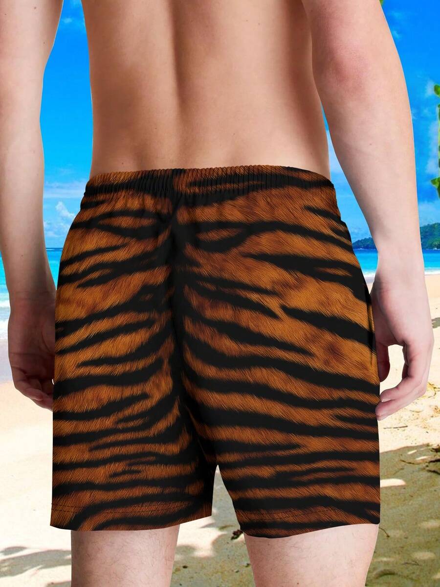 Mens Tiger Print Beach Shorts  – обзор и цена Swim Trunk Quick Dry