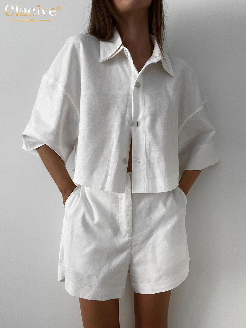 Clacive Summer Slim White Line – обзор и цена Linen Shirt Breathable