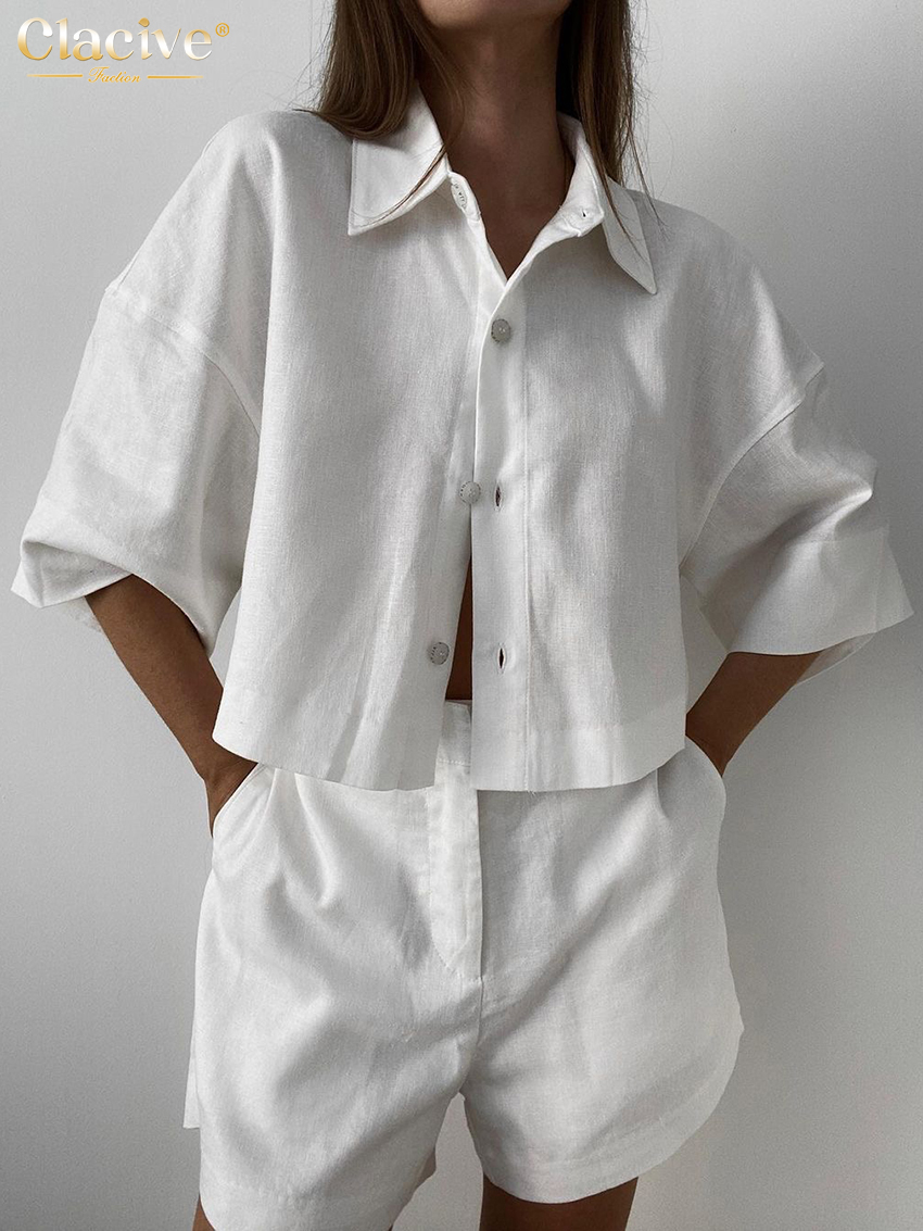 Clacive Summer Slim White Line – обзор и цена Linen Shirt Breathable