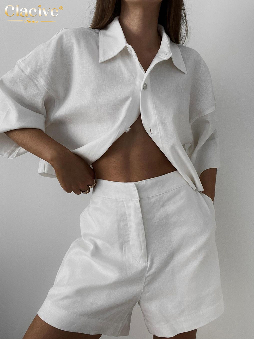 Clacive Summer Slim White Line – обзор и цена Linen Shirt Breathable