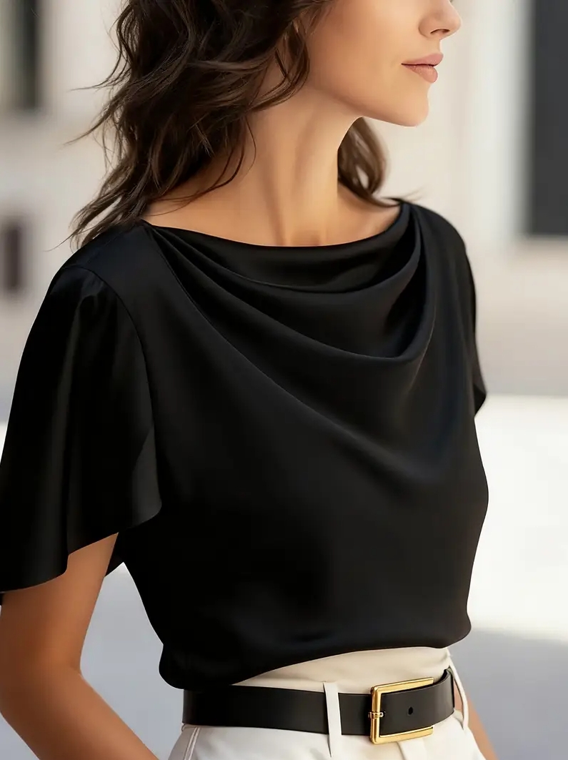 Elegant Draped Collar Butterfl – обзор и цена Shirt Camp Collar