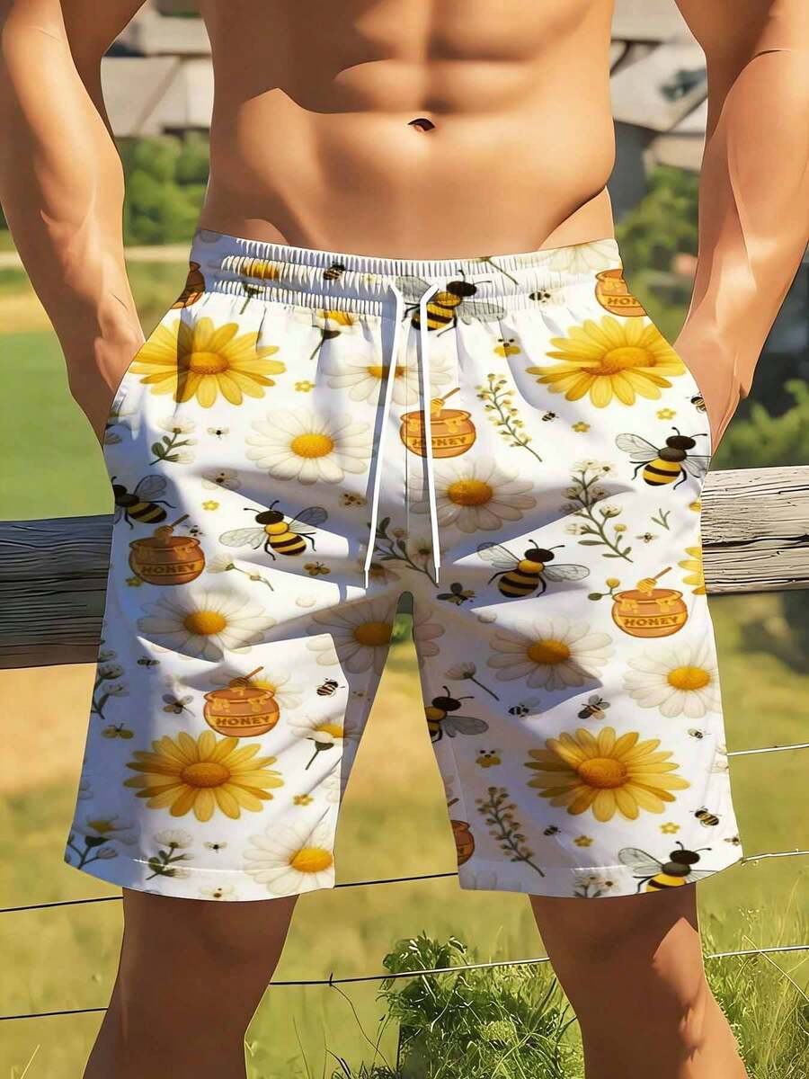 Mens Bee And Daisy Print Swim  – обзор и цена Swim Trunk Quick Dry