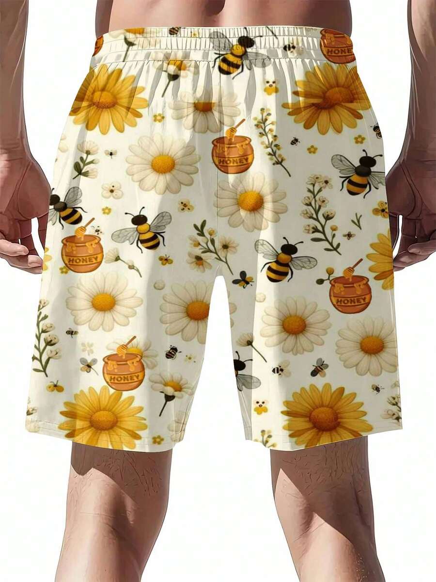 Mens Bee And Daisy Print Swim  – обзор и цена Swim Trunk Quick Dry
