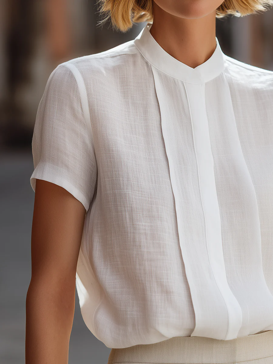 Women's Short Sleeve Pleated F – обзор и цена Shirt Camp Collar