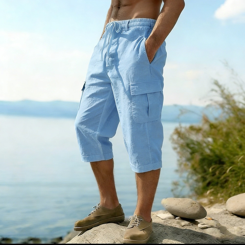 Men Summer Cotton Linen Shorts – обзор и цена Short Linen Drawstring