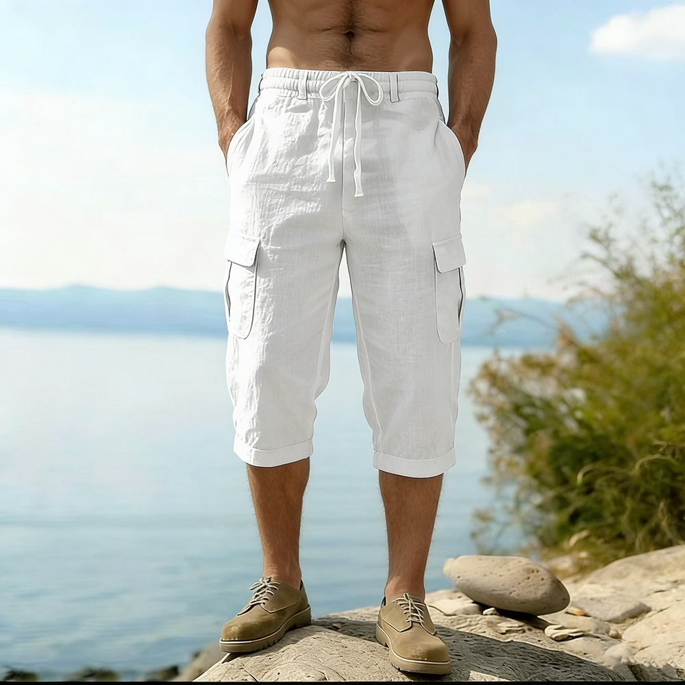 Men Summer Cotton Linen Shorts – обзор и цена Short Linen Drawstring